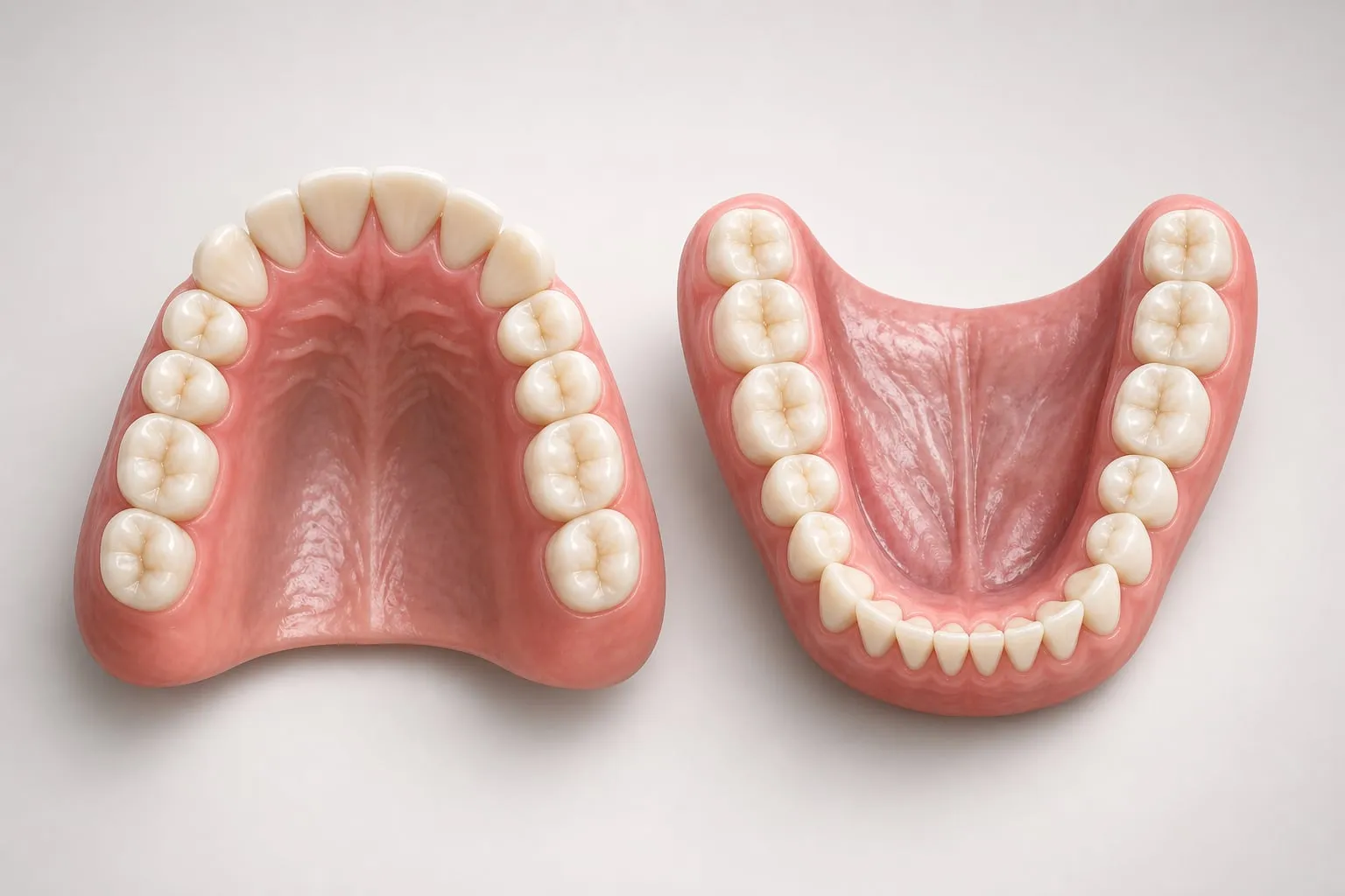 A 3D illustration of an upper and a lower dental arch shown together
